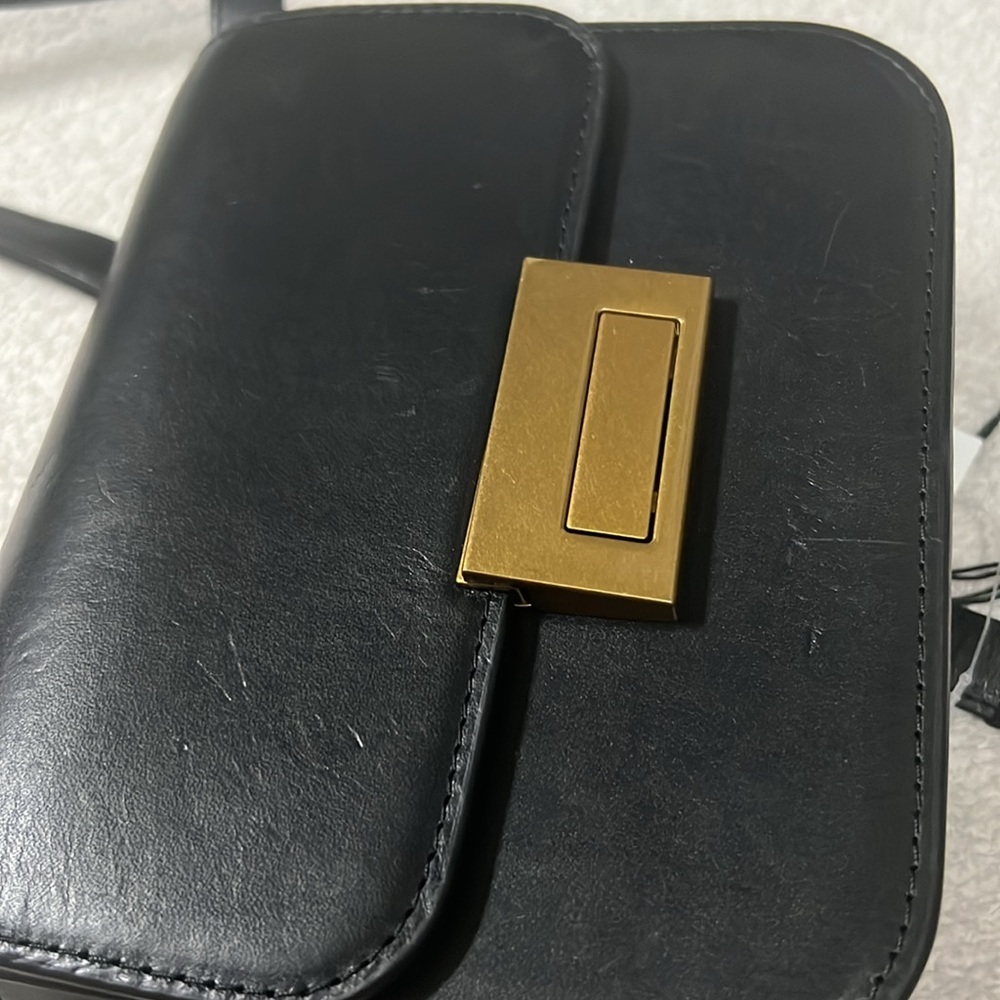 Loeffler Randall Black Leather Crossbody with Gold Tone Hardware - Picture 10 of 11
